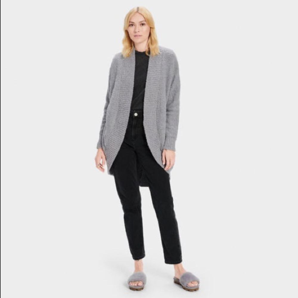 Eyeshadow Gray Open Front Textured Cardigan Size Small